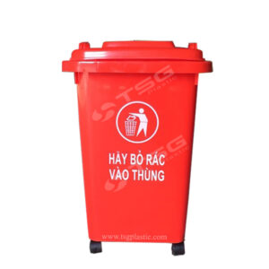 thùng rác nhựa 60l màu đỏ