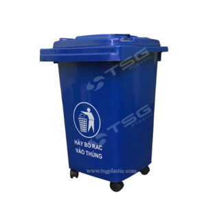 thùng rác nhựa 60l màu xanh dương