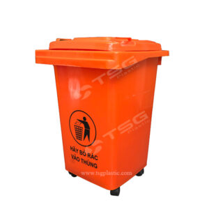thùng rác nhựa 60l màu cam
