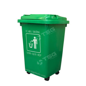 thùng rác nhựa 60l màu xanh lá