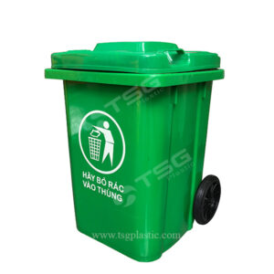 thùng rác nhựa 80l màu xanh lá