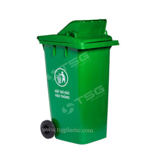 thùng rác 240L nắp hở xanh lá