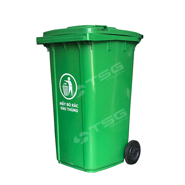 Thùng rác nhựa công nghiệp 240L màu xanh lá giá rẻ