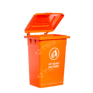 thùng rác nhựa 90l màu cam