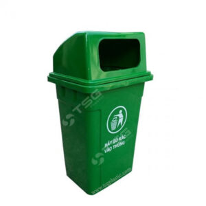 thùng rác 90L nắp hở màu xanh lá
