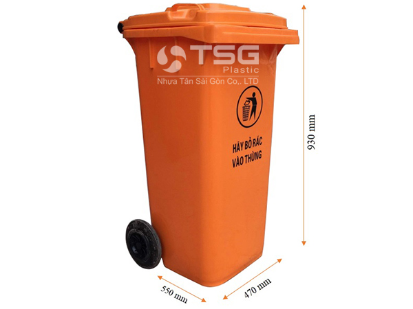 Kích thước thùng rác 120 lít Nhựa Tân Sài Gòn