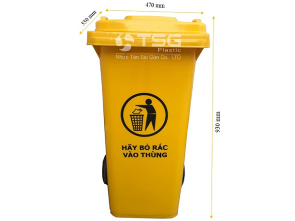 Kích thước thùng rác màu vàng 120 lít