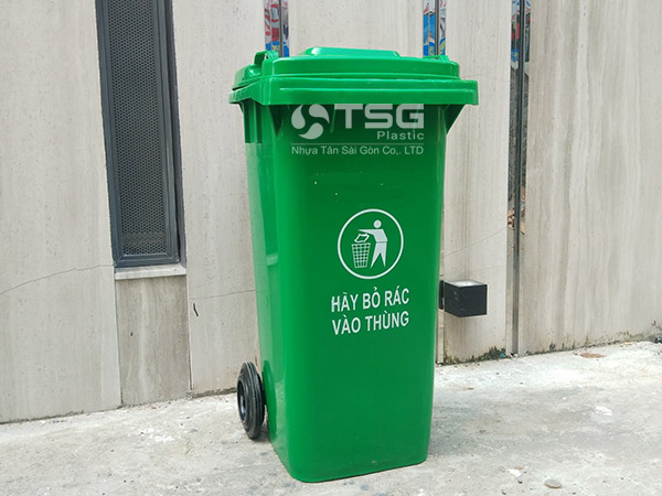 Thùng rác nhựa 120 lít màu xanh lá cây